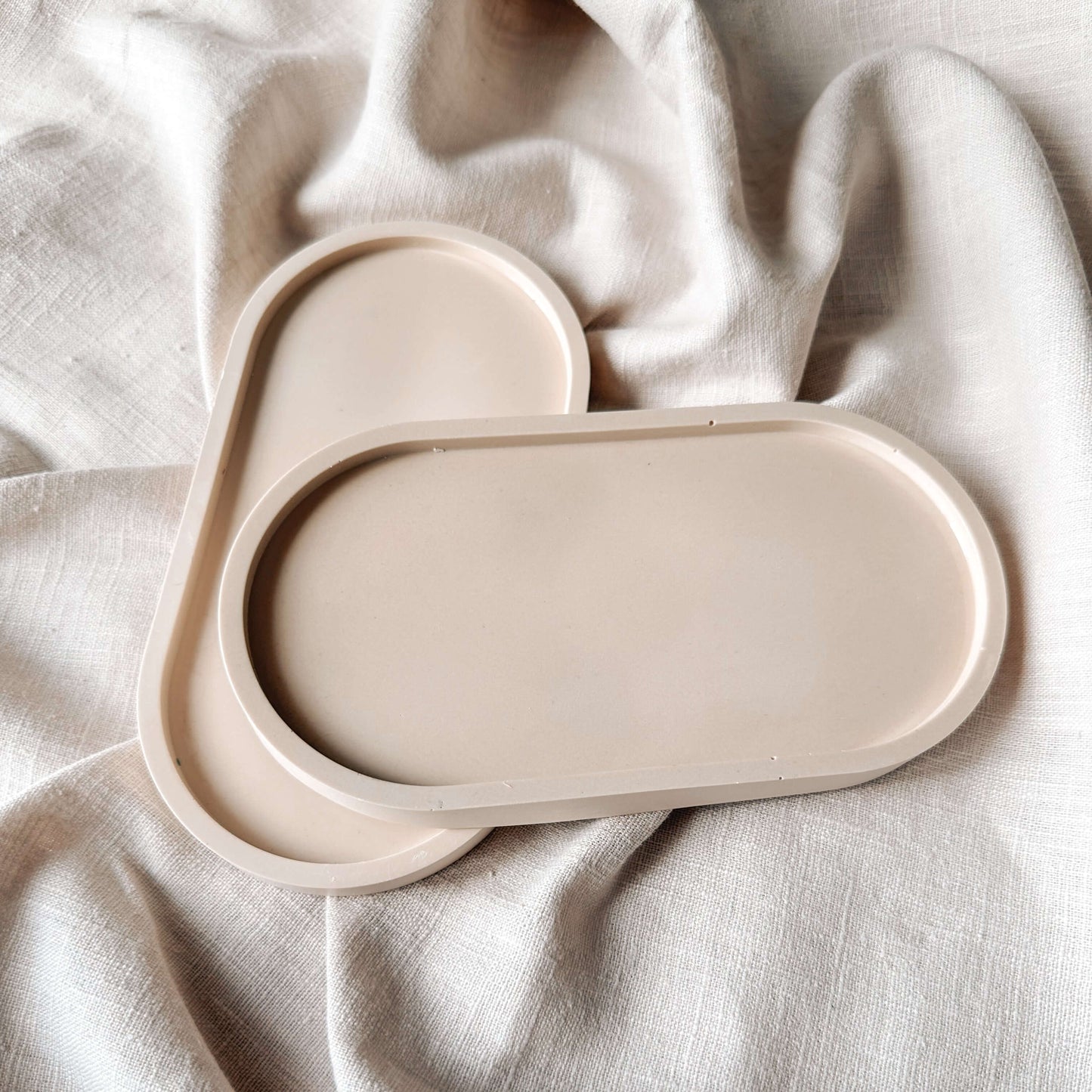 Base Decorativa Oval para Velas | Beige Liso