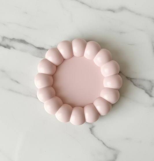 Bubbles Decorative Candle Plate | Dusty Rose