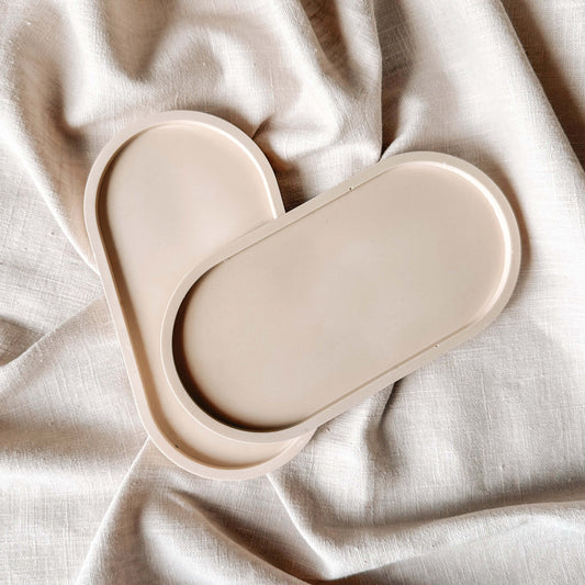 Oval Decorative Candle Plate | Smooth Beige