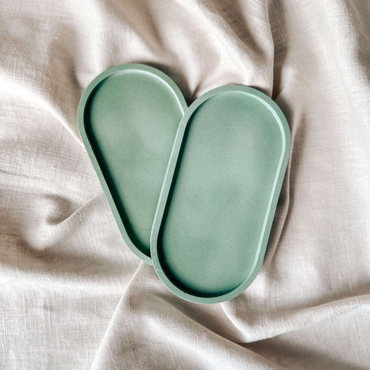 Oval Decorative Candle Plate | Sage Green
