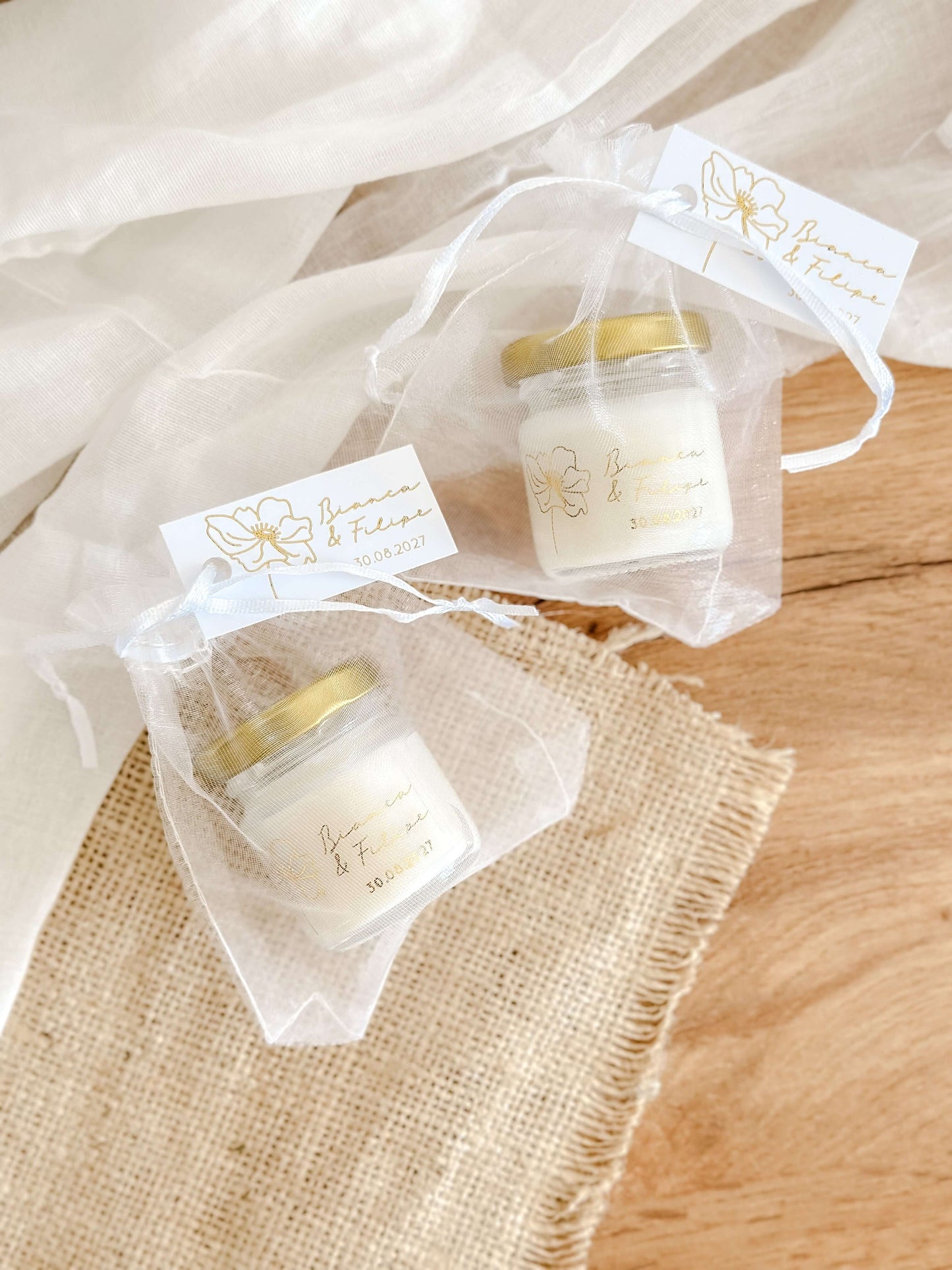 Mini Vela Lembrança Personalizada | Frasco de Vidro 30g | Casamentos, Batizados & Eventos