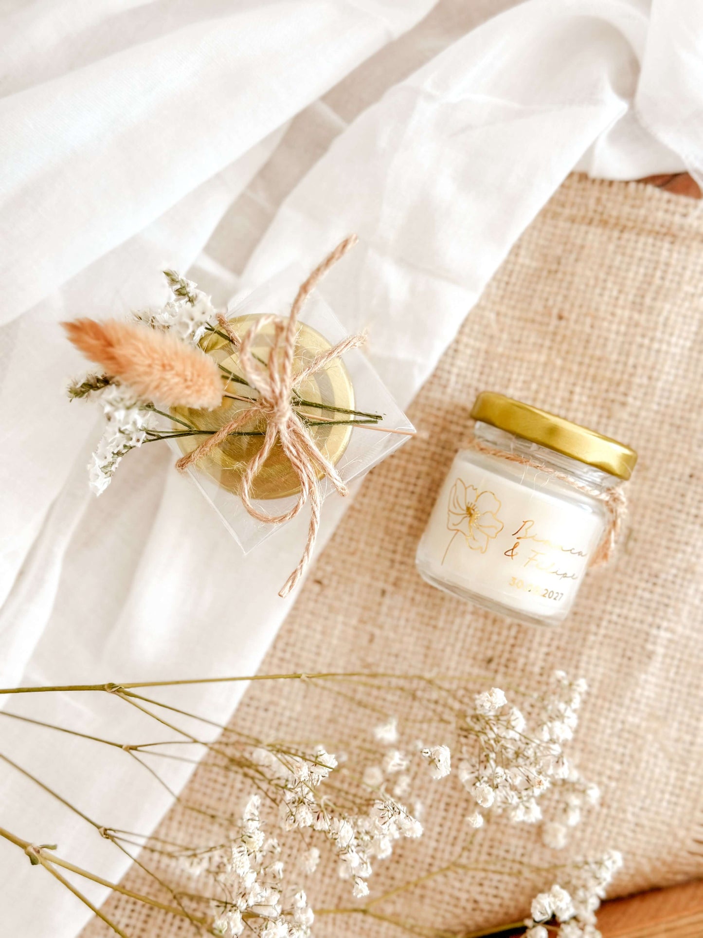 Mini Vela Lembrança Personalizada | Frasco de Vidro 30g | Casamentos, Batizados & Eventos