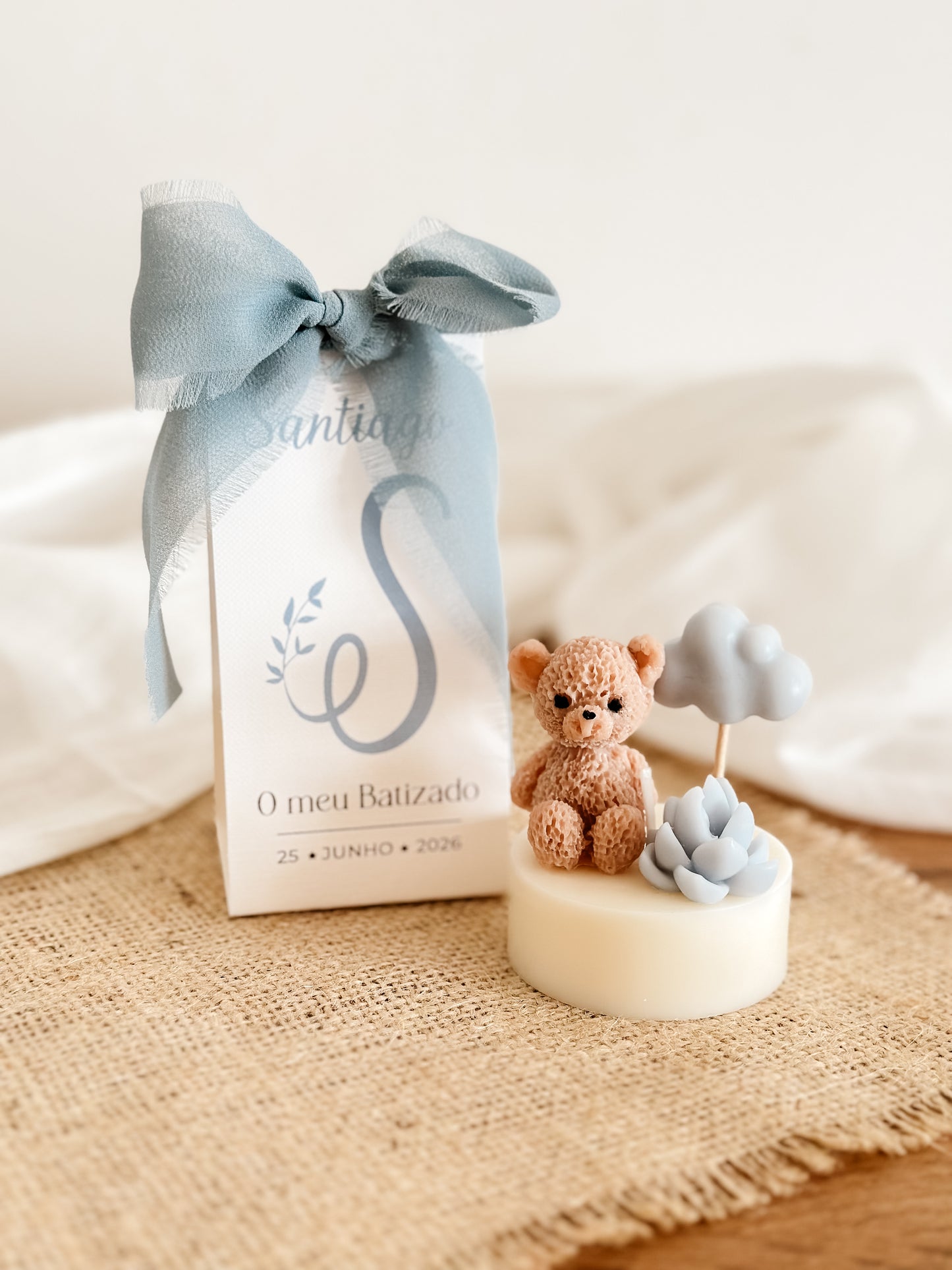 Mini Vela Osito y Nube Azul | Recuerdo de Bautizo o Baby Shower | Desde 3,38€