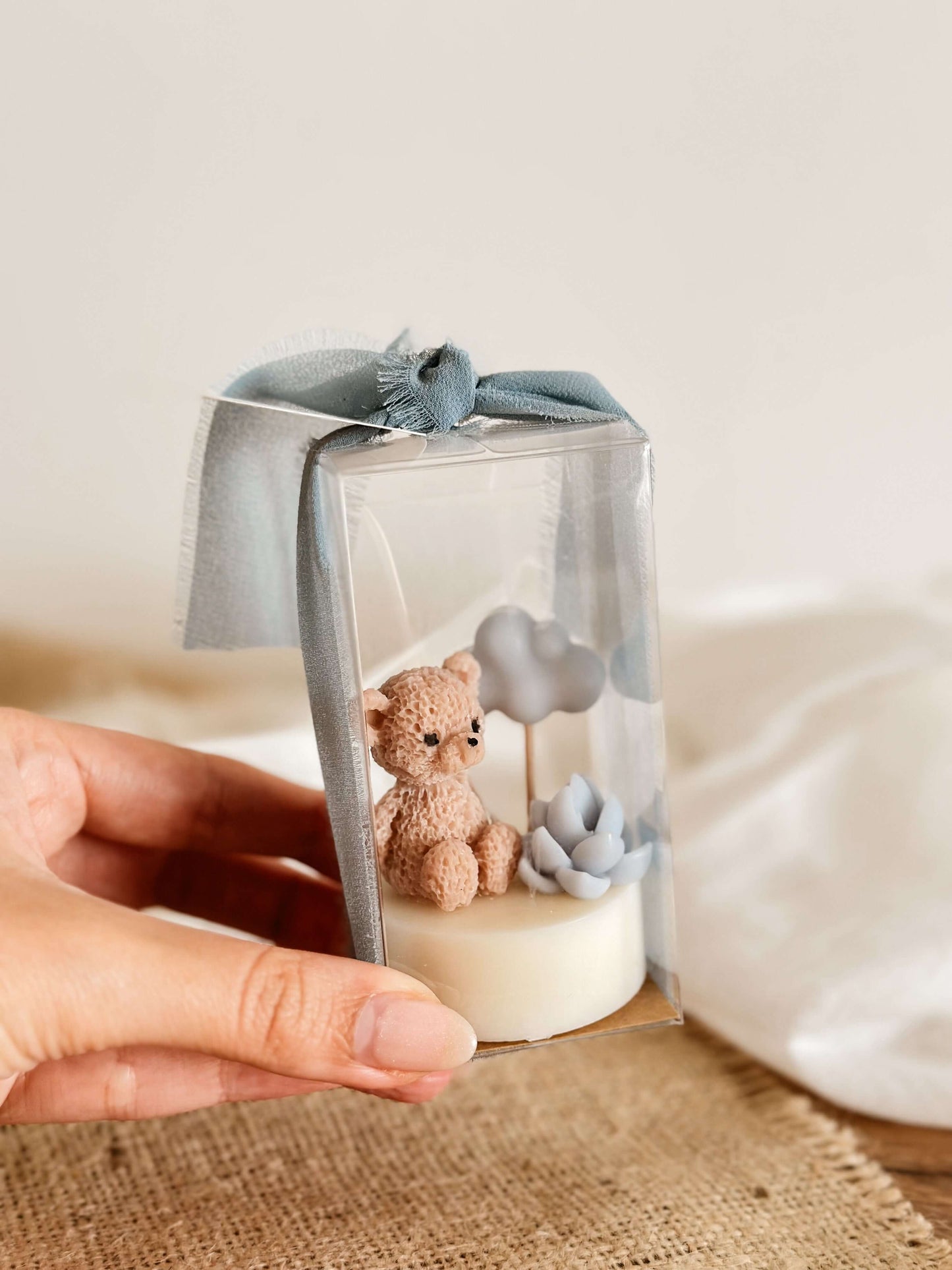 Mini Vela Osito y Nube Azul | Recuerdo de Bautizo o Baby Shower | Desde 3,38€