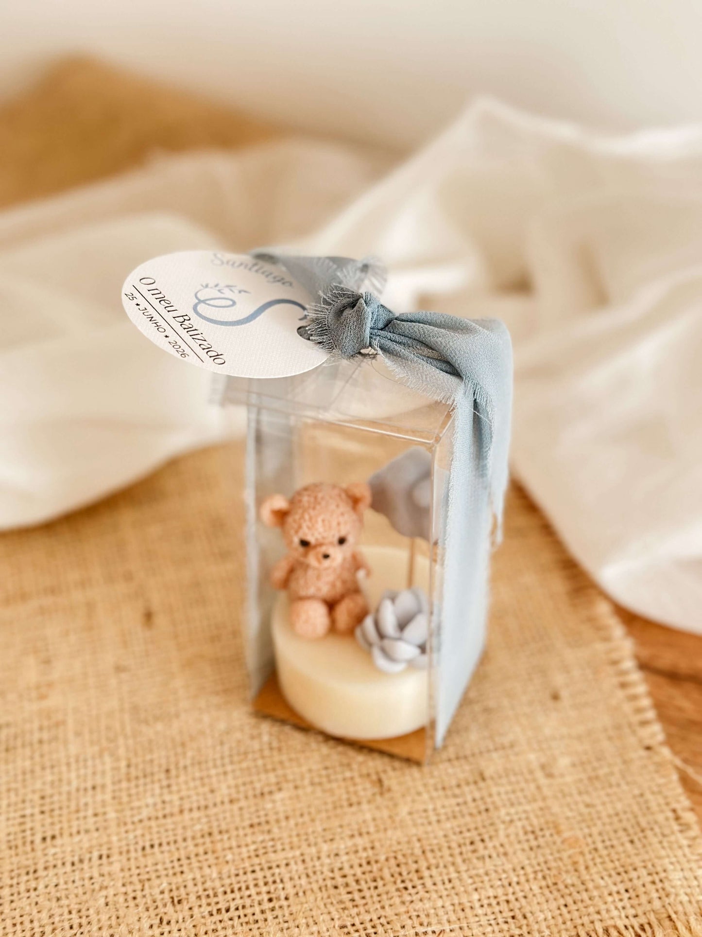 Mini Vela Osito y Nube Azul | Recuerdo de Bautizo o Baby Shower | Desde 3,38€