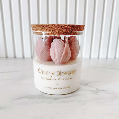 Vela Botánica | Tulipanes Rosa | Flor de Cerezo 400g