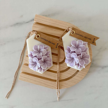 Pack 2 pendentes de cera perfumados Lavender Dreams. Fragrância sem chama. Feitos à mão em Portugal. Tsuki Studio.