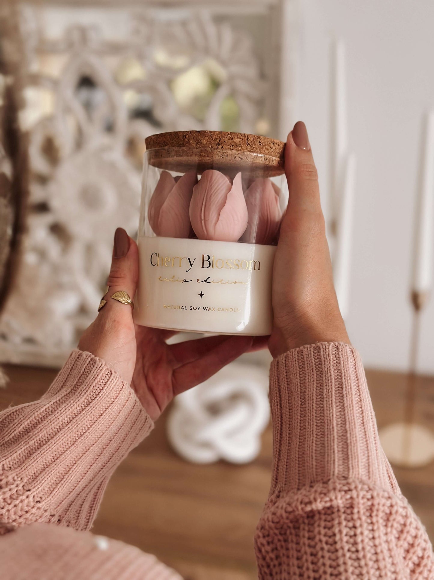 Vela Botánica | Tulipanes Rosa | Flor de Cerezo 400g