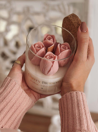 Vela Botánica | Tulipanes Rosa | Flor de Cerezo 400g