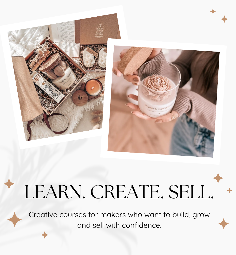 Discover practical online courses for makers. Learn to create, launch, and grow your creative business with step-by-step training, ready-to-use templates, and digital resources.
