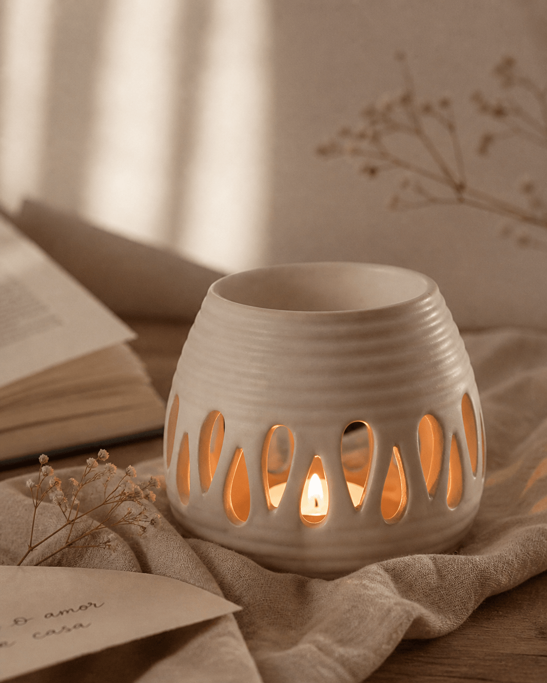 Lámpara de fragancia “Simple”, blanca, h 8 cm